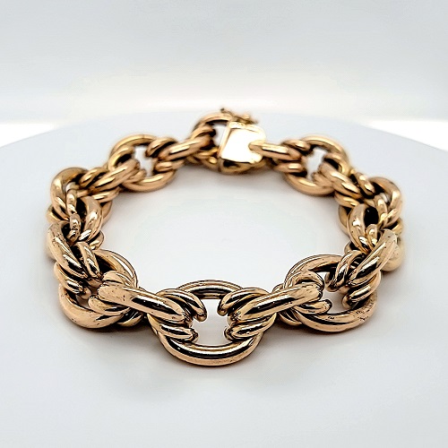 18K Yellow Gold 8 Hollow Multi-Loop Link Bracelet - Vintage, Antique &  Estate Jewelry - Old 'N' Gold Victoria BC