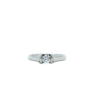 14K White Gold Ring w/ Semi Tension Set .20CT Diamond Solitaire