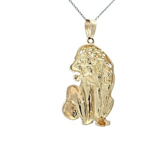 10K Yellow Gold 43mm Diamond Cut Lion Pendant