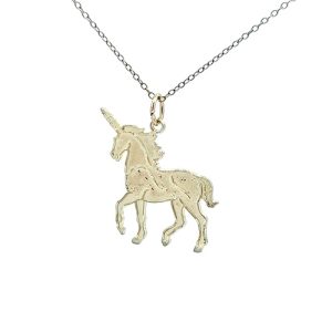 10K Yellow Gold 27mm Unicorn Pendant