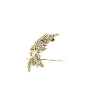 Birks 14K Yellow Gold 48mm Filigree Maple Leaf Brooch