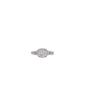 10K Rose Gold 11 RBC Diamond Cluster Centre & 14 Channel Set RBC Diamond Ring