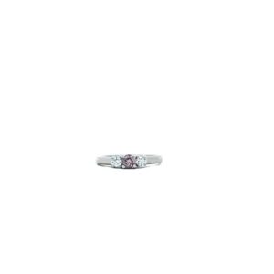 14K White Gold Ring w/ Color Enhanced Pink Diamond Centre & 2 Diamonds