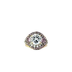 18K Yellow Gold Engagement Ring w/ 2.54CT Centre Diamond, Enhanced Pink & White Diamonds