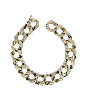 Heavy 10K Yellow Gold 9″ Textured Open Curb Link Bracelet