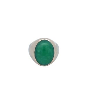 14K Yellow Gold 18mm x 13mm Oval Cabochon Jade Ring