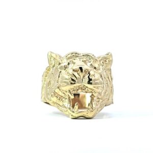 10K Yellow Gold Tigers Head Ring