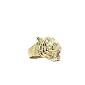 10K Yellow Gold Tigers Head Ring