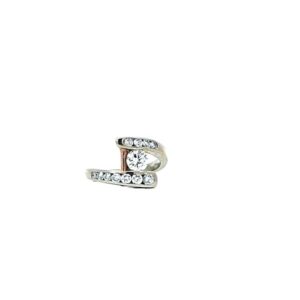 14K White & Rose Gold Multi Diamond Offset Ring